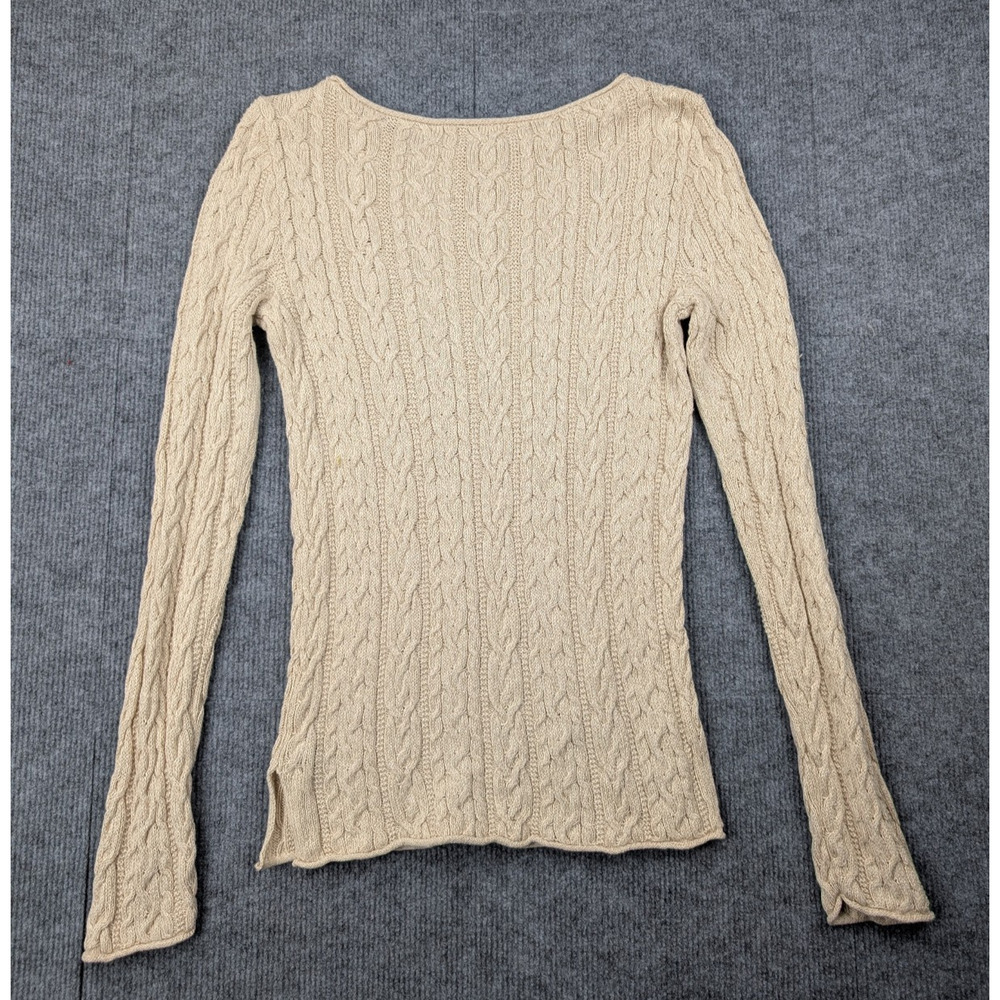 Ralph Lauren Cable Knit Sweater Womens Small Boat Neck Old Money Quiet Luxury - Picture 9 of 9